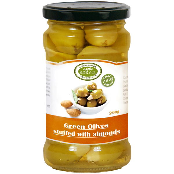 KORVEL - Olives Green stuffed with Almonds (12x290g)