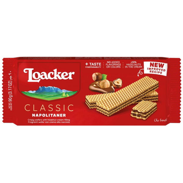 Loacker - LARGE 'Napolitaner' Hazelnut Creme Wafer (28x90g)