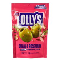 OLLY'S - Pitted Green Olives 'Chilli & Rosemary' (12x50g)