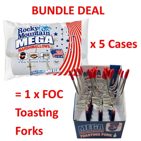 BUNDLE DEAL 5x Mega Mallows + 1 x Toasting Forks F.O.C.