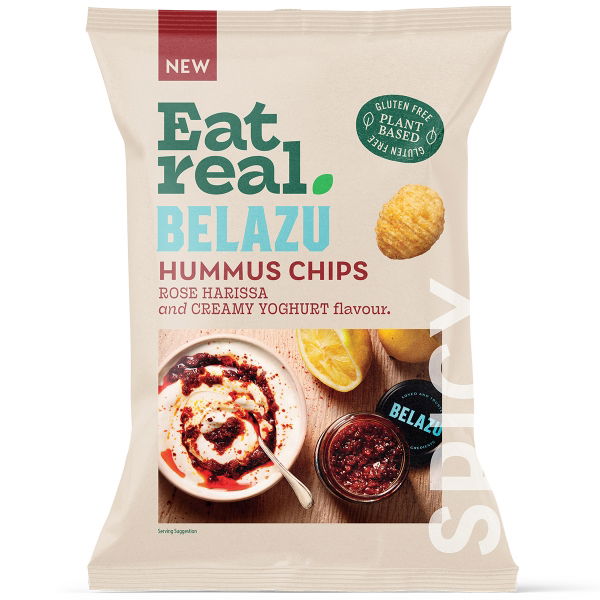 Eat Real GF - Hummus Chips with Belazu Rose Harissa (10x110g