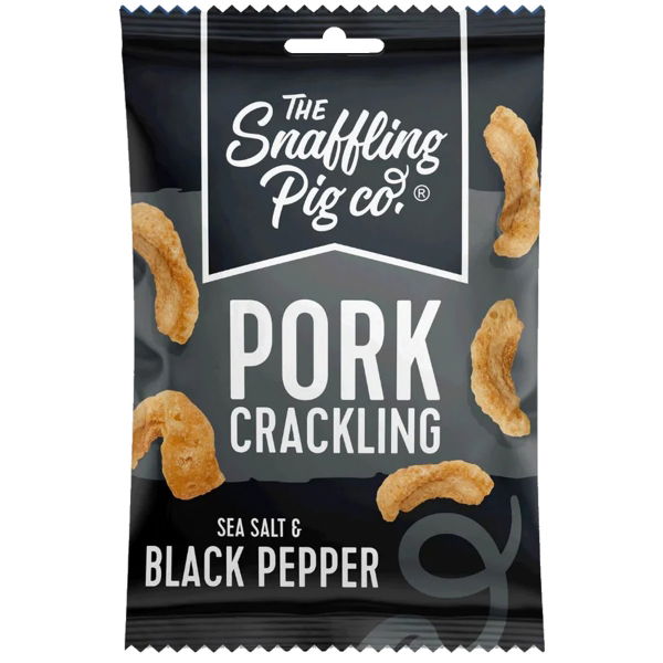 Snaffling Pig - Pork Crackling 'Pepper & Sea Salt' (12x40g)