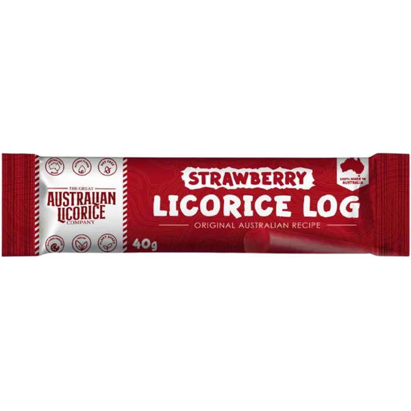 The Great Australian Licorice Co. - Logs Strawberry (25x40g)